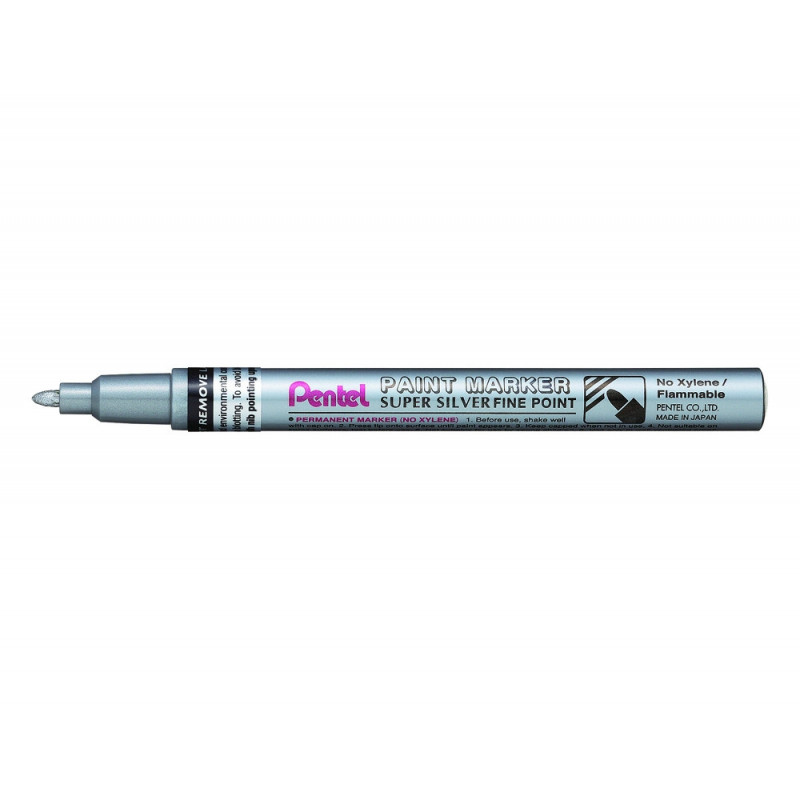 Marqueur pentel peinture paint marker multi-supports pointe fine 2,9mm coloris argent