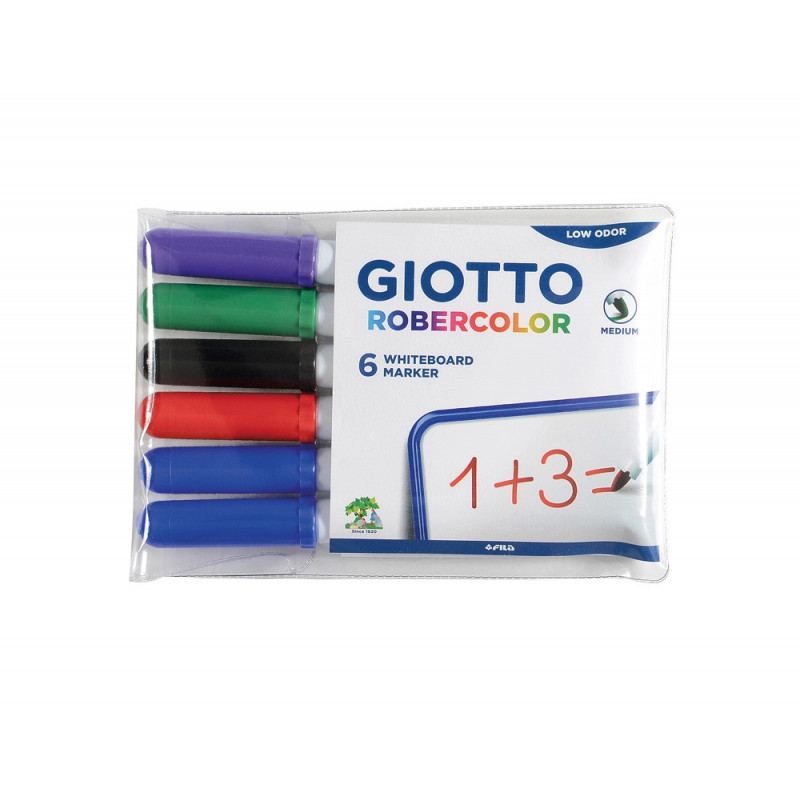 Pochette feutre robercolor pointe moyenne giotto pour tableau blanc odeur neutre ecriture 2mm 6 unites coloris