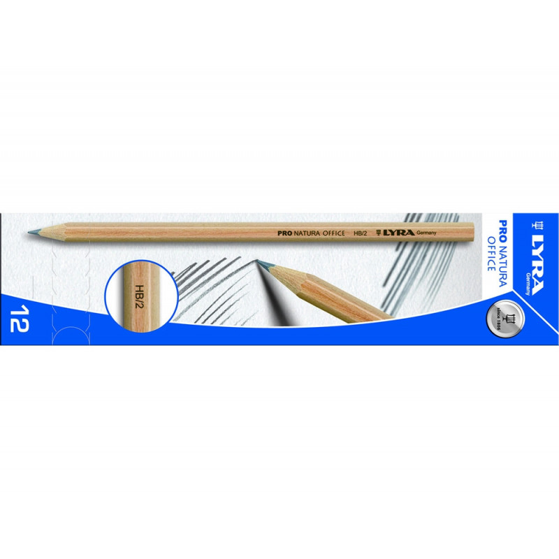 Crayons graphite pro natura hb lyra forme hexagonal bois naturel etui de 12 unites