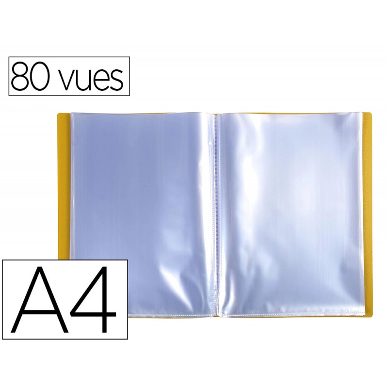 Protege documents exacompta a4 couverture polypro souple mate 80 vues grainees anti reflet coloris jaune