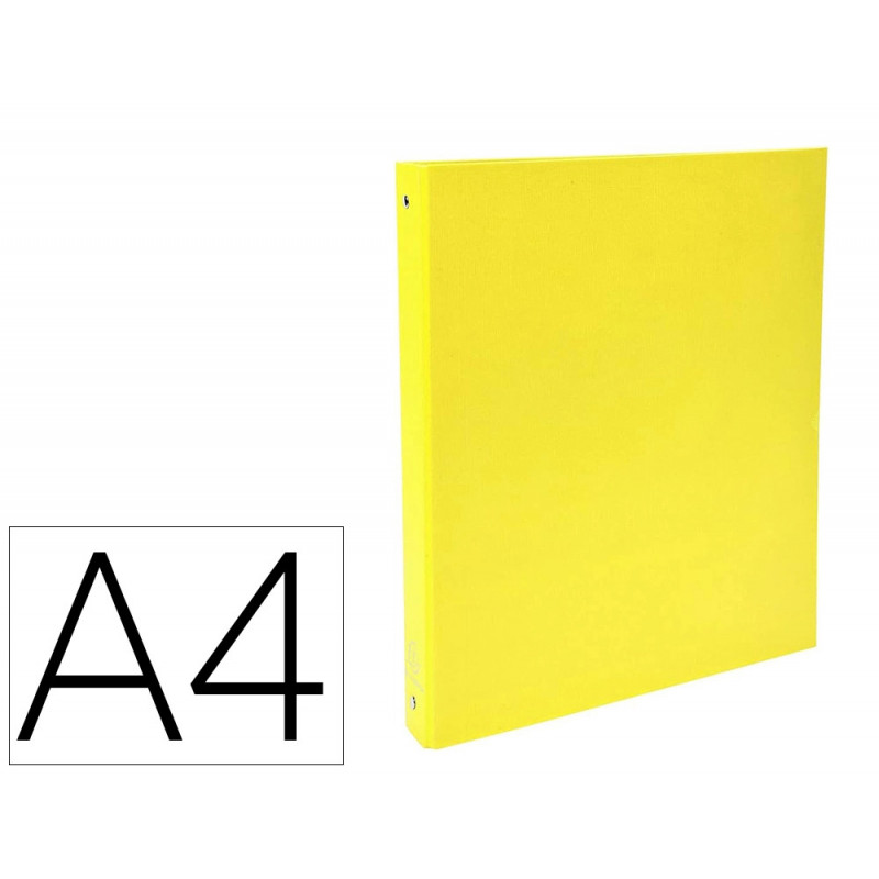 Classeur exacompta 4 anneaux a4 capacite 225 feuilles carte rembordee pvc dos de 40 mm dim 32x26 cm coloris jaune