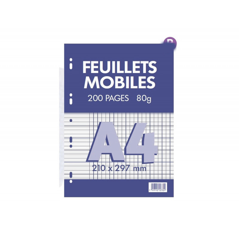Feuillets mobiles conquerant 21x29,7 cm 200 pages seyes 80g