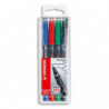 STABILO OHPen marqueur permanent pointe fine (0,7 mm) - Pochette de 4 marqueurs - Noir/Bleu/Rouge/Vert