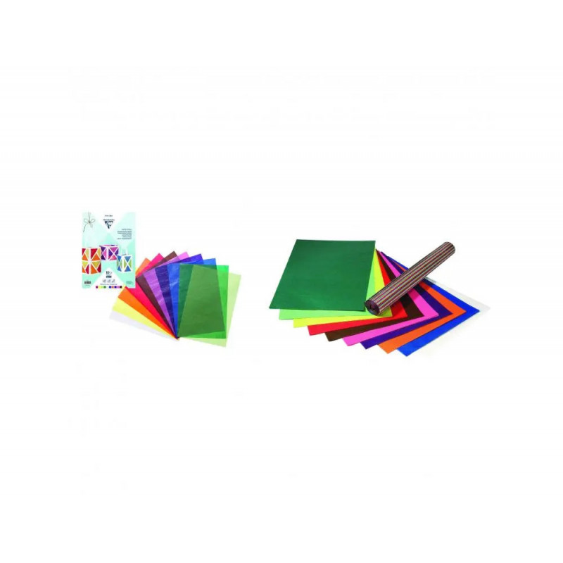 Papier vitrail clairefontaine 20x30cm coloris assortis paquet 10 feuilles