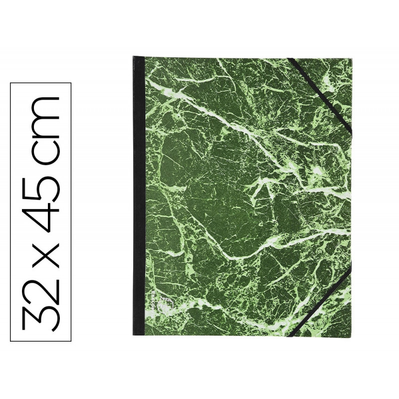 Carton a dessin exacompta 32x45 cm papier marbre vernis dos toile renforce fermeture a elastiques vert
