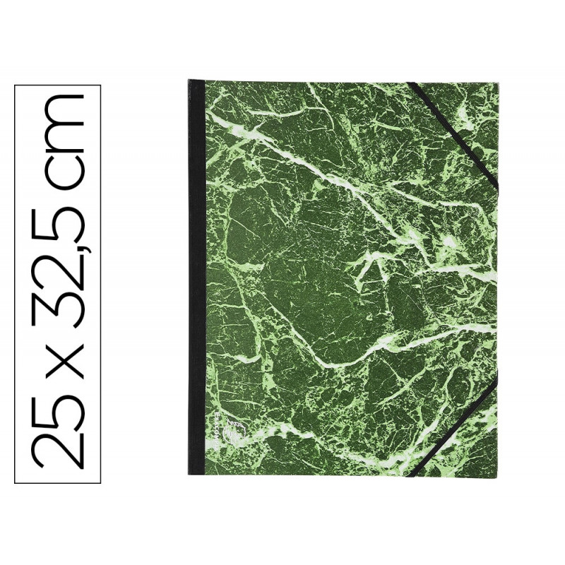 Carton a dessin exacompta 25x32.5 cm papier marbre vernis dos toile renforce fermeture a elastiques vert