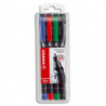 STABILO OHPen marqueur permanent pointe moyenne (1 mm) - Pochette de 4 marqueurs - Noir/Bleu/Rouge/Vert