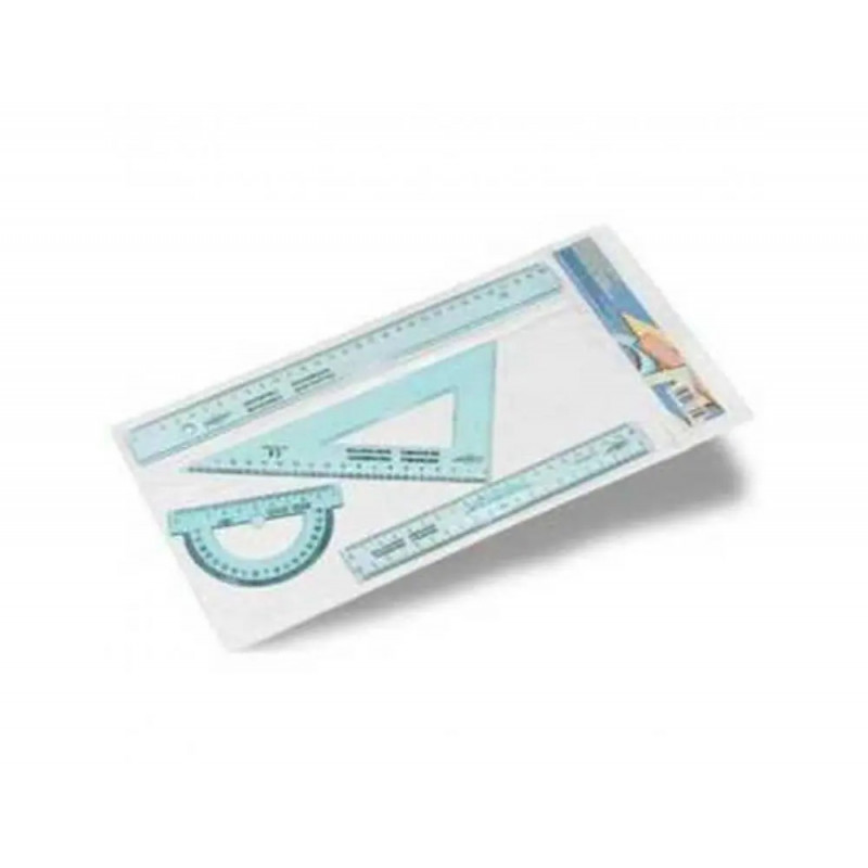 Set de traçage faibo 4 pi ces 1 regle 30 cm 1 regle 20 cm 1 equerre 1 rapporteur
