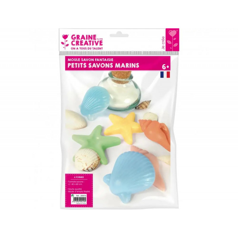 Lot moules fantaisies pour petits savons graine creative 6 formes marines assorties