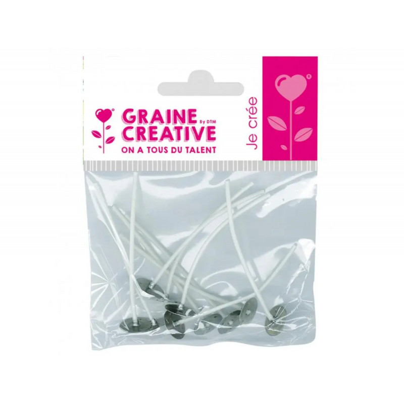 Lot meches sur pied graine creative pour bougies 8 unites 10cm