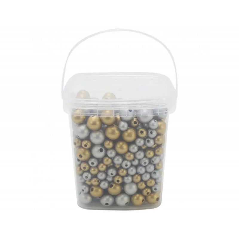 Perle bois ocolor forme ronde 10-16mm coloris or et argent lot de 600 perles