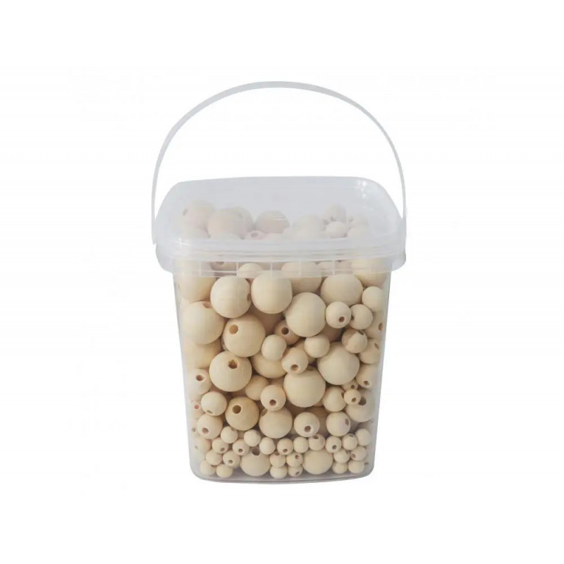 Perle bois ocolor forme ronde 8-12-16-20mm coloris naturel lot de 600 perles
