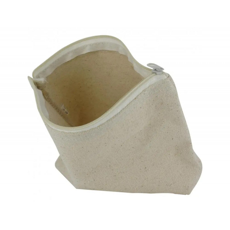 Trousse de maquillage ocolor fermeture eclair coton coloris ecru format 14x19cm lot de 6 trousses