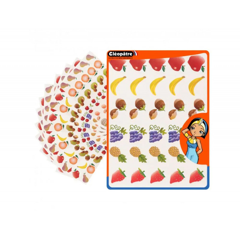 Gommette fantaisie cleopatre fruits 6 motifs 720 gommettes pochette de 24 planches a5