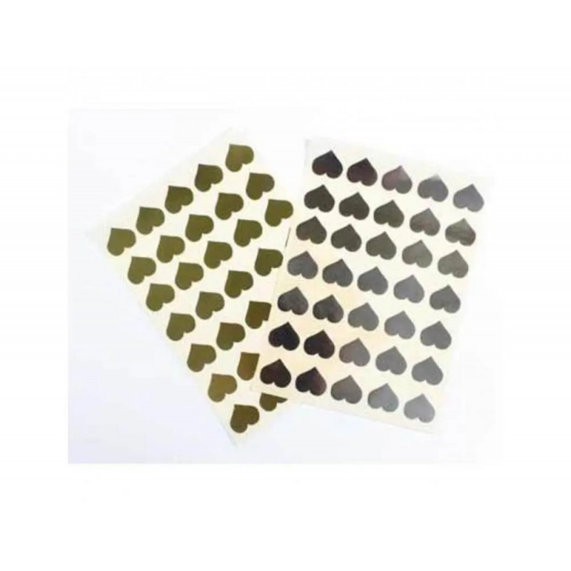 Gommette coeur cleopatre 25x25mm 210 gommettes coloris argent et or pochette de 4 planches