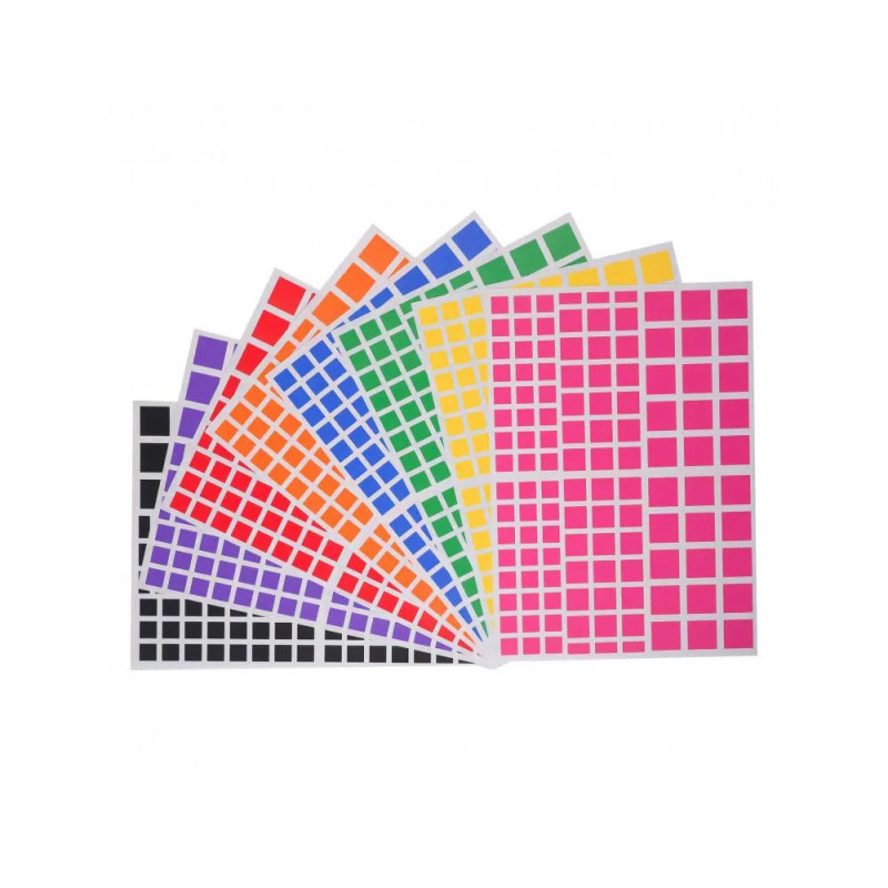Gommette carree cleopatre multi tailles adhesif permanent planche 8 coloris assortis 2268 gommettes