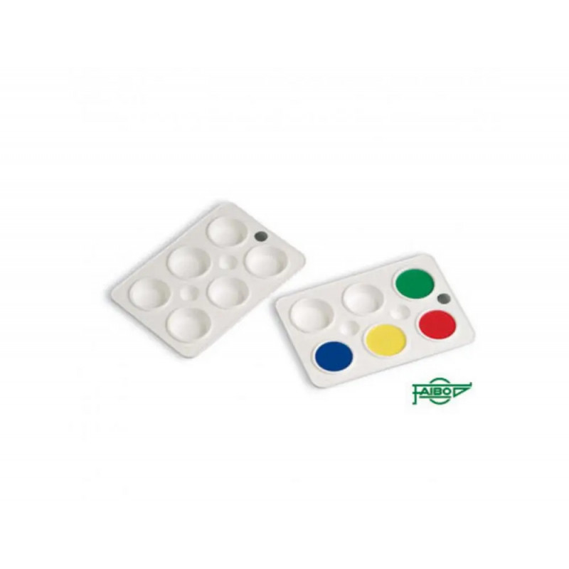 Palette rectangulaire 6 godets faibo plastique souple incassable 22x15 cm