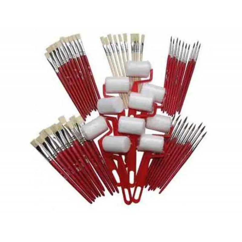 Lot assortiment de pinceaux brosses et rouleaux differentes tailles 60 pieces assorties