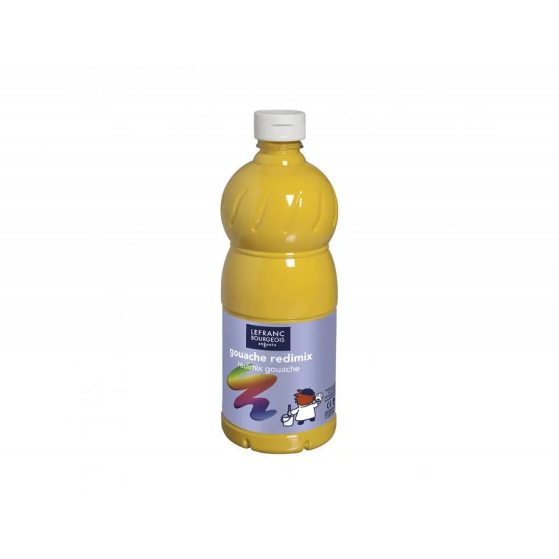 Gouache liquide colart redimix aspect veloute miscible coloris jaune or flacon 1l