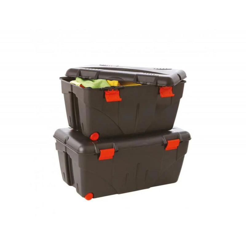 Malle rangement tremblay couvercle declipsable 2 roulettes capacite 110l 85x48x39cm