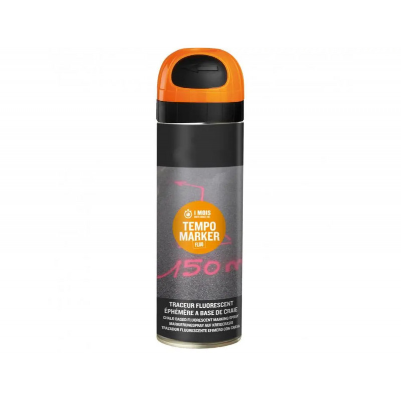 Bombe peinture first loisirs delimitation ephemere base craie coloris orange aerosol 500ml