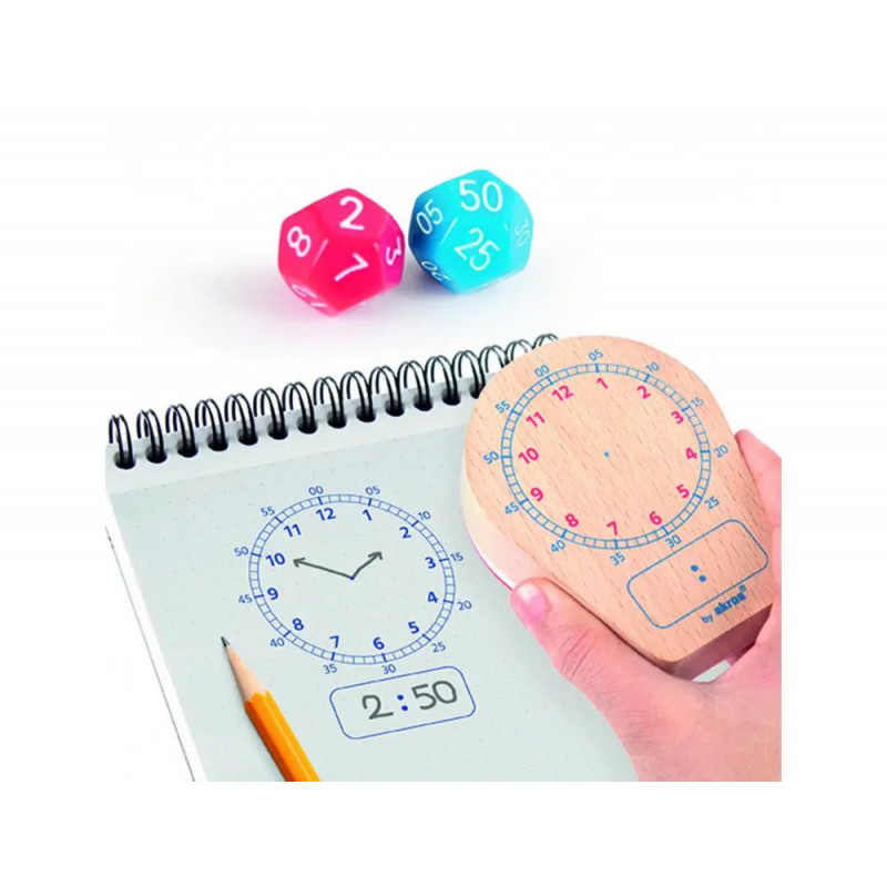 Apprentissage de l ehure et minutes akros maxi tampons quelle heure est il avec 2 des a 12 faces