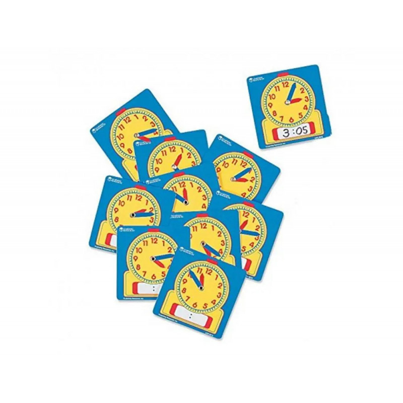 Horloges polypro learning resources petites horloges analogique et numerique effacable 11x11 cm lot de 10