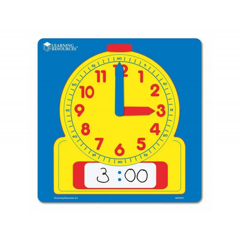 Horloges polypro learning resources grande horloge analogique et numerique effacable 30x30 cm