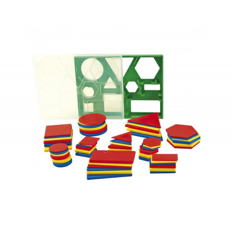 Accessoires pour geometrie eduplay formes geometriques de base cercles carres triangles 60 pieces coloris