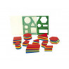 Accessoires pour geometrie eduplay formes geometriques de base cercles carres triangles 60 pieces coloris