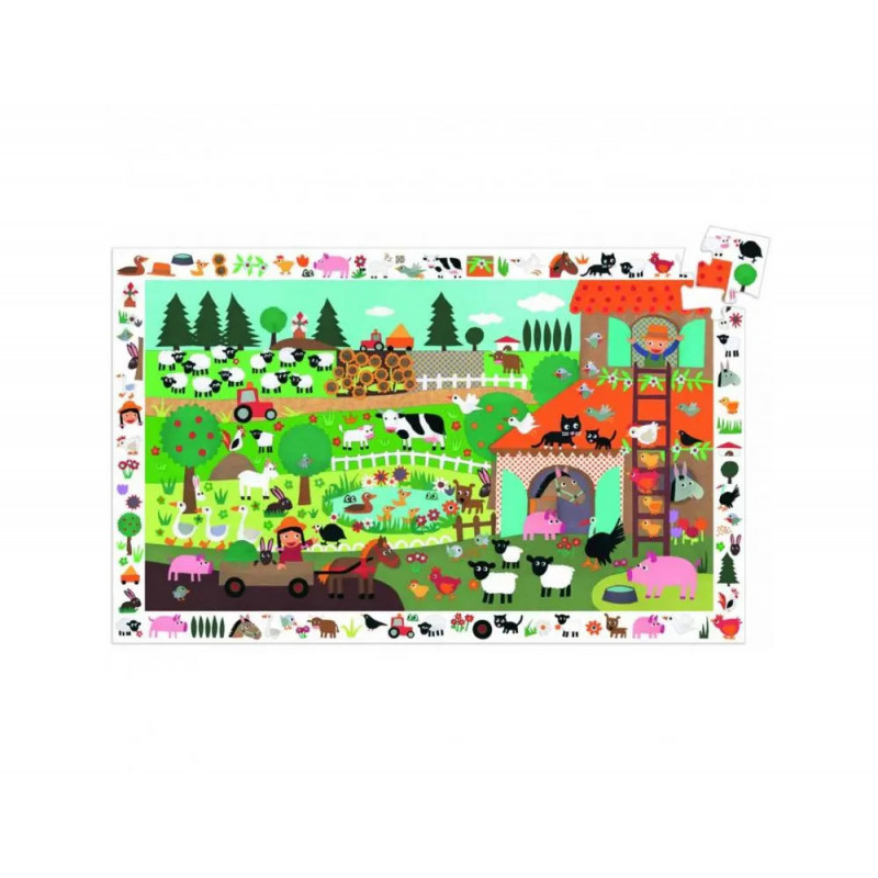 Puzzles carton d observation djeco la ferme 35 pieces et 1 poster modele