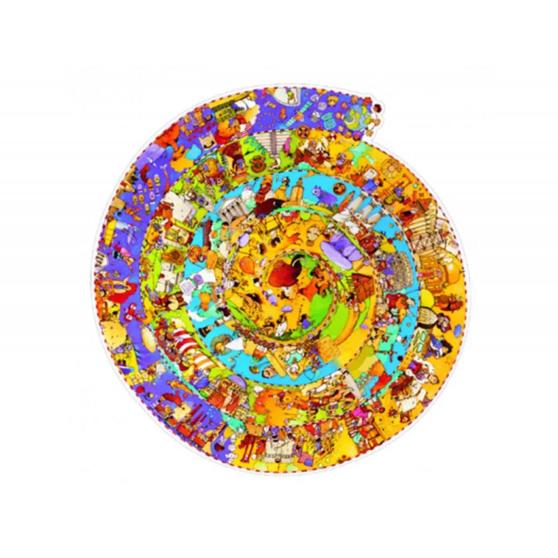 Puzzles carton 350 pieces djeco histoire + livret rond fresque historique 350 pieces et poster de meme taille