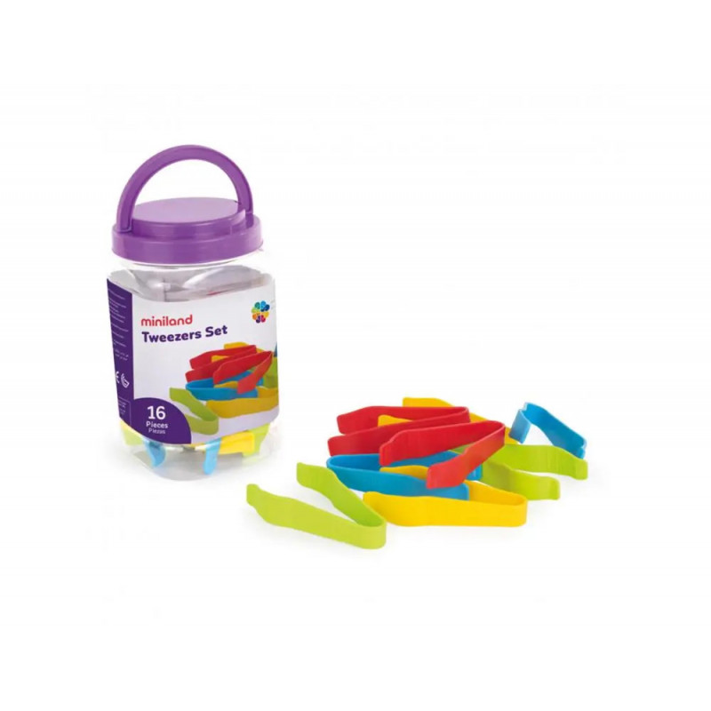 Pinces de tri et de motricite miniland lot de 16 pieces 13 cm