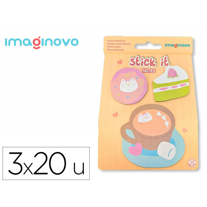 Bloc notes imaginovo adhesifs foodies cafe tailles assorties 20 feuilles