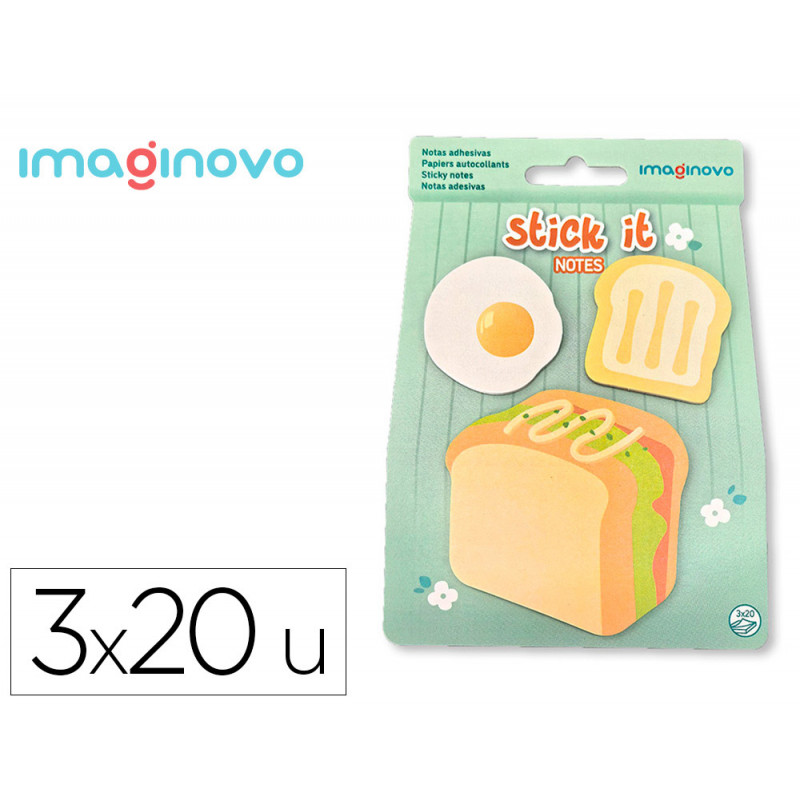 Bloc notes imaginovo adhesifs foodies sandwich tailles assorties 20 feuilles