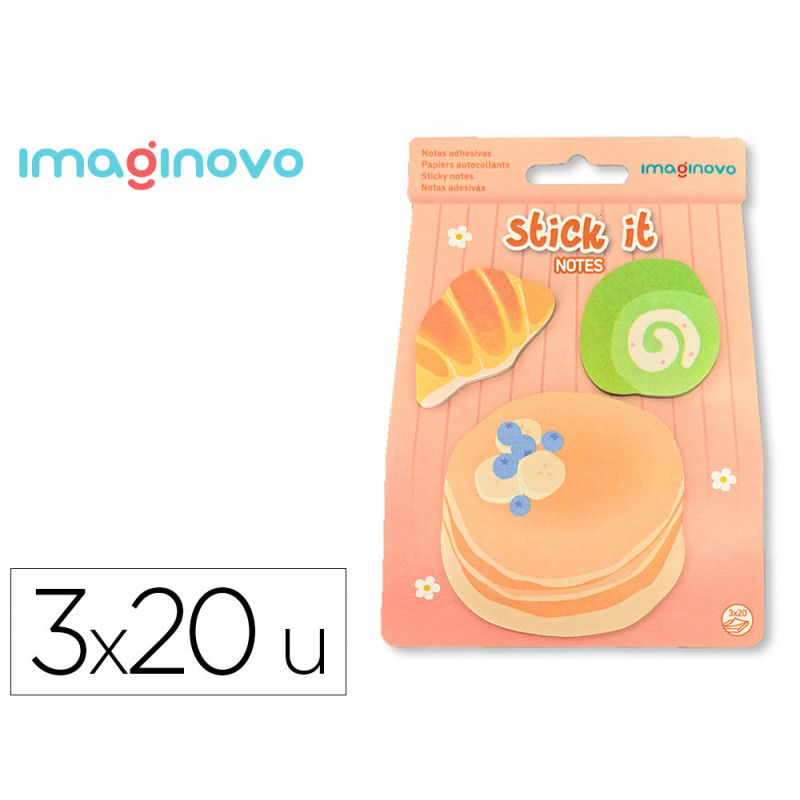 Bloc notes imaginovo adhesifs foodies pancakes tailles assorties 20 feuilles