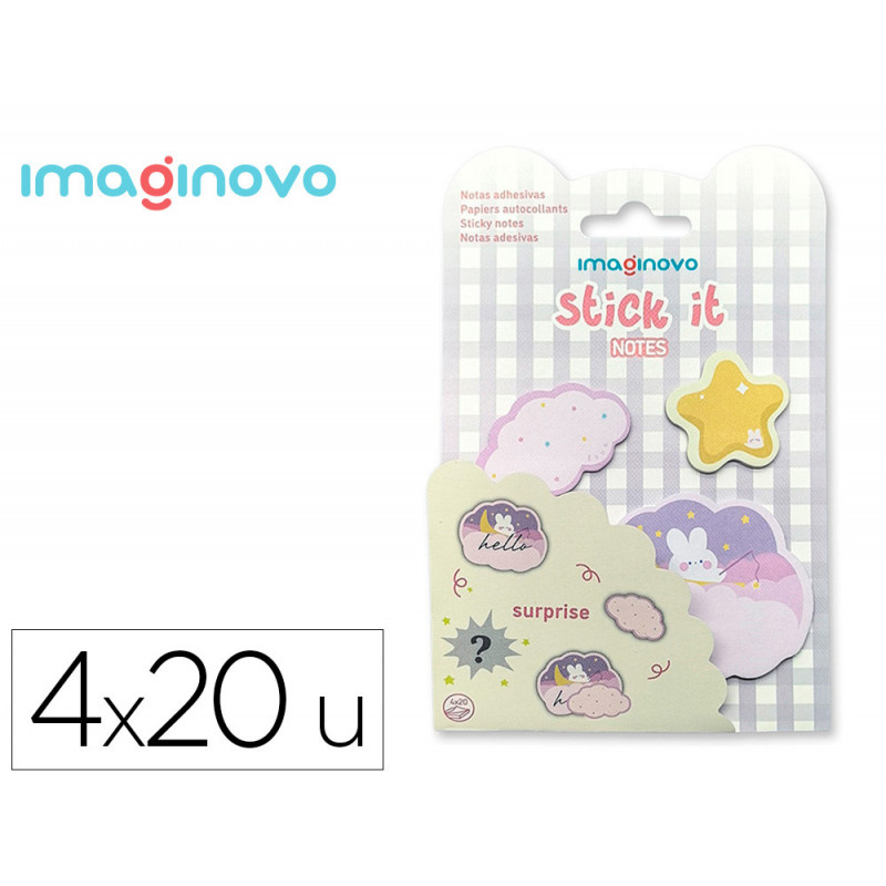 Bloc notes imaginovo adhesifs surprise autocollant surprise tailles assorties 20 feuilles coloris violet