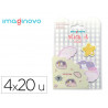 Bloc notes imaginovo adhesifs surprise autocollant surprise tailles assorties 20 feuilles coloris violet
