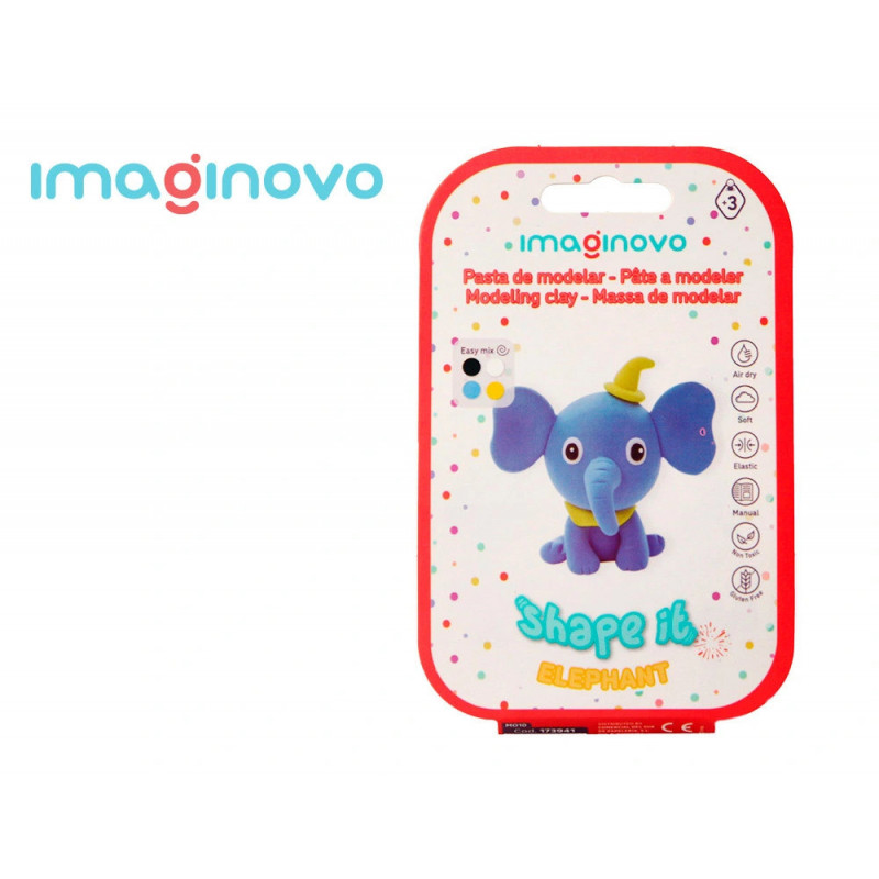 Pate a modeler imaginovo sechage a l'air set coloris assortis avec instructions elephant