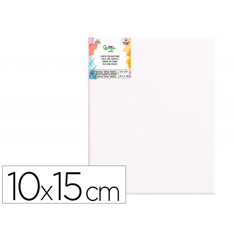 Toile sur chassis liderpapel 0p agrafee au dos 100% coton bords en bois 10x15 cm 280g/m2 certifie