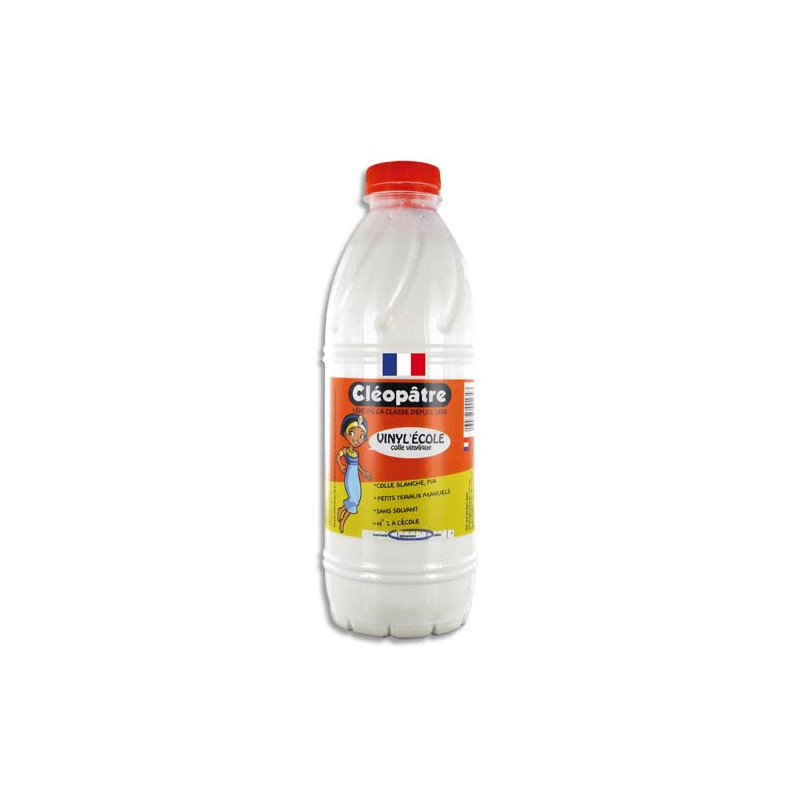 CLEOPATRE Colle Blanche vinylique / flacon de 1 litre Blanche