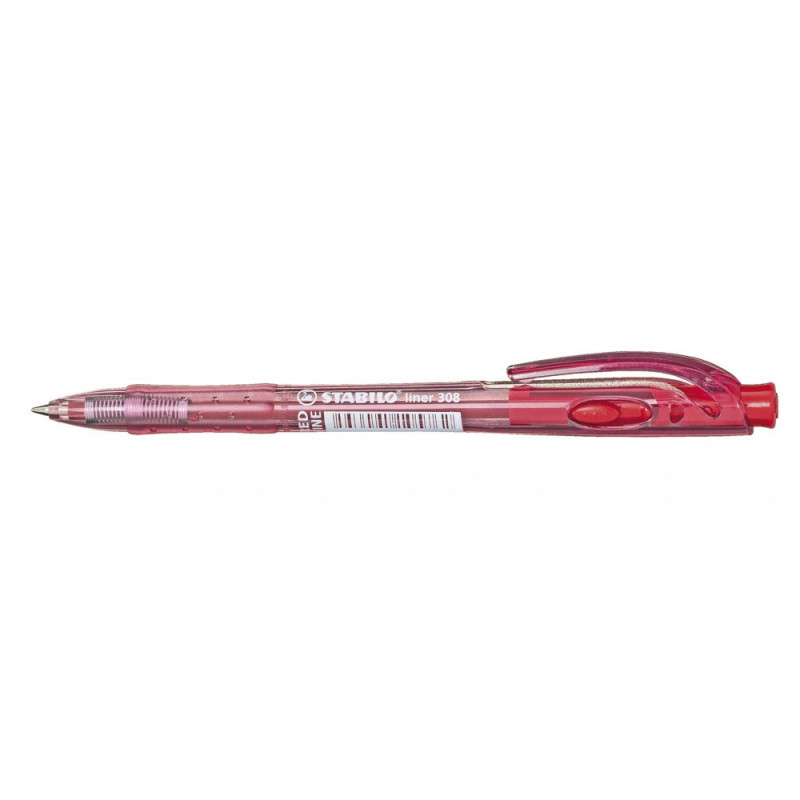 Stylo-bille stabilo liner pointe fine trait 0,38mm retractable grip confortable coloris rouge