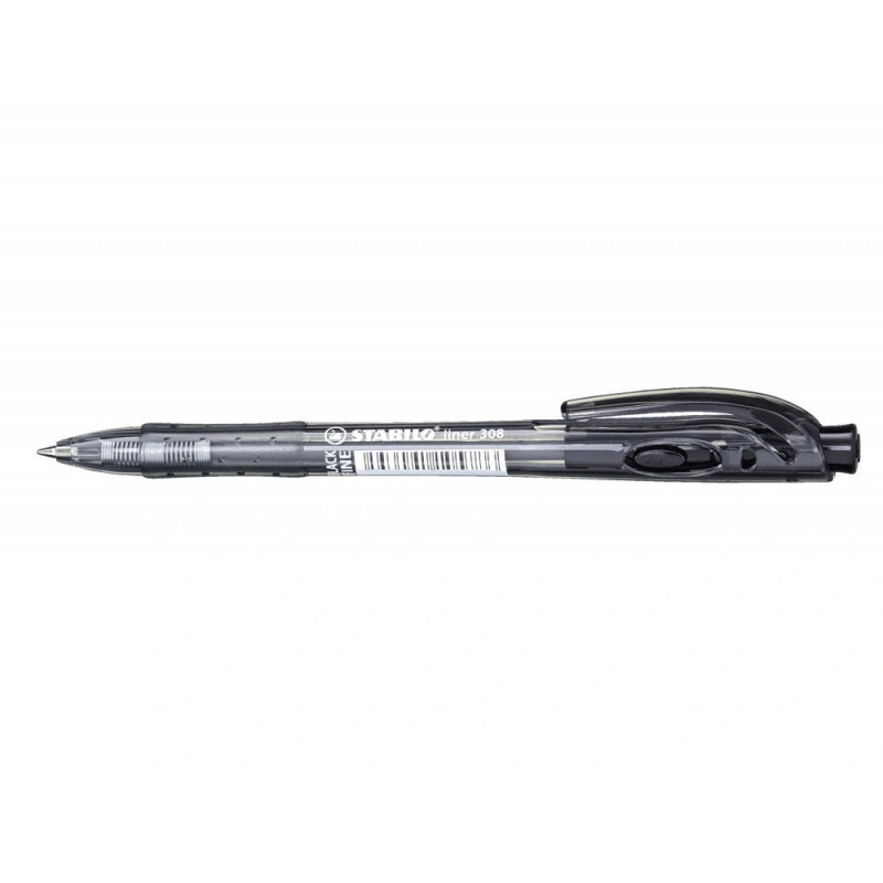 Stylo-bille stabilo liner pointe fine trait 0,38mm retractable grip confortable coloris noir
