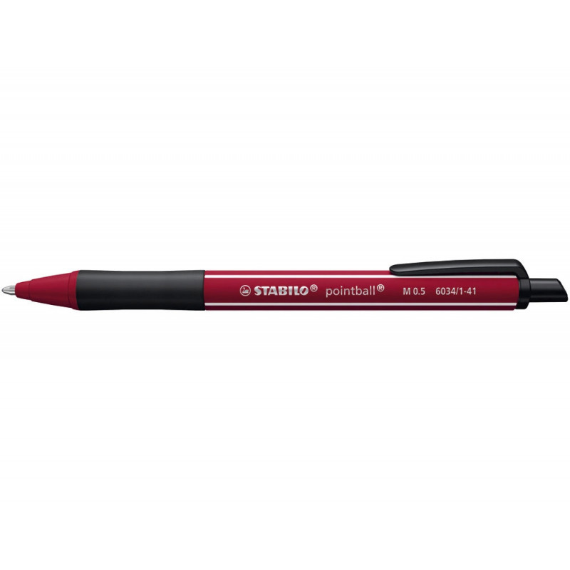 Stylo-bille stabilo pointball wild flowers 3200m d'ecriture trait 0,5mm retractable grip antiderapant rouge dahlia