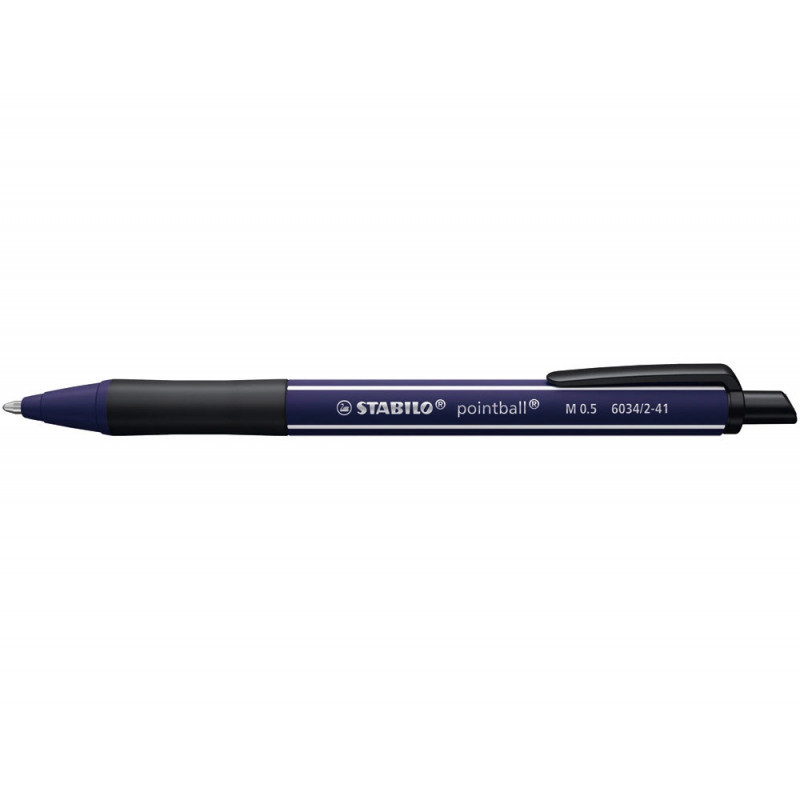 Stylo-bille stabilo pointball wild flowers 3200m d'ecriture trait 0,5mm retractable grip antiderapant bleu chardon