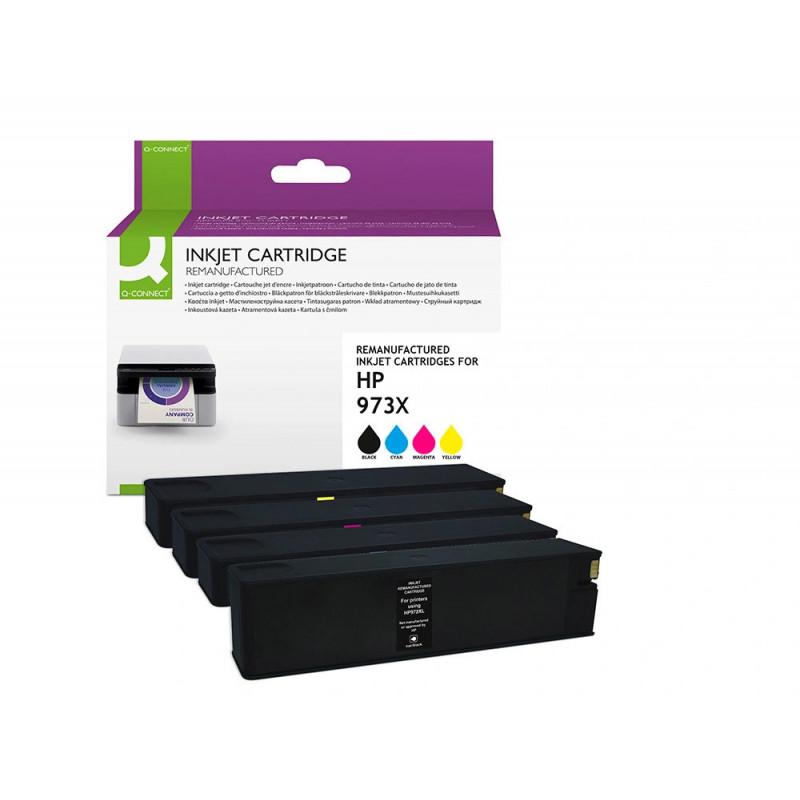 Cartouche q-connect jet d'encre compatible hp 973xl coloris noir/cyan/magenta/jaune pack