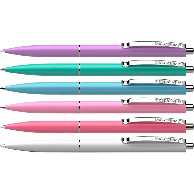 Stylo-bille schneider k15 retractable trait 0,5mm encre bleue clip metal coloris pastel assortis