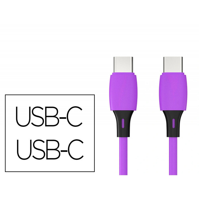 Cable q-connect usb-c vers usb-c pvc longueur 1m coloris violet