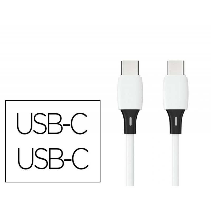 Cable q-connect usb-c vers usb-c pvc longueur 1m coloris blanc