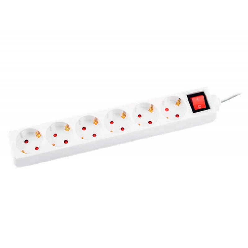 Multiprise q-connect de 6 prises avec interrupteur longueur cable 1,5m coloris blanc